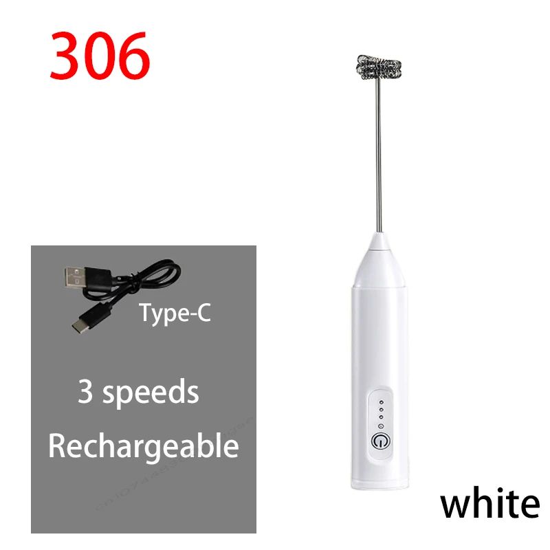 Rechargeable 3-Speed Electric Milk Frother & Egg Beater – Handheld Coffee Foam Maker