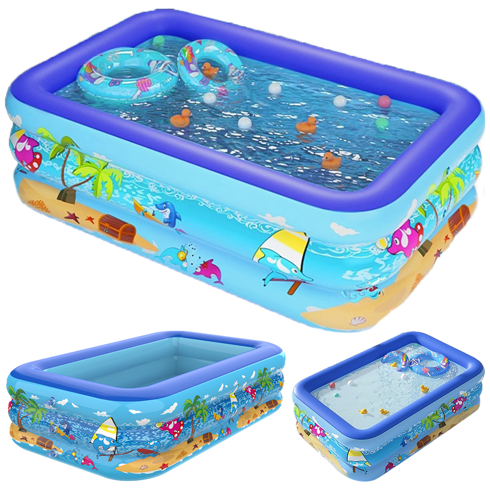 Rectangle Framed Children Swimming Pool, Inflatable Swimming Pool Large Family Pools, Summer Outdoor Pool Baby Bathtub
