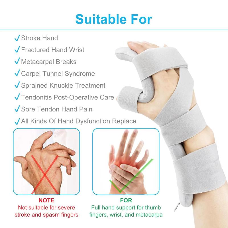 Adjustable Stroke Hand Brace and Wrist Immobilizer Splint for Arthritis and Tendonitis Relief