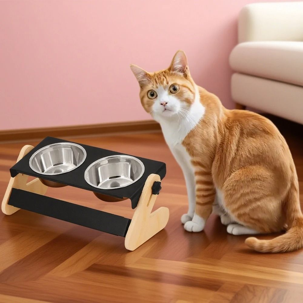 Elevated Industrial Iron and Wood Pet Feeder