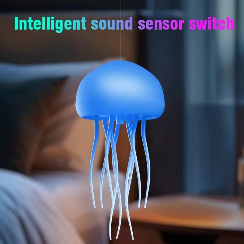 Cartoon Jellyfish 3D LED Night Light Voice Controlled RGB Table Lamp