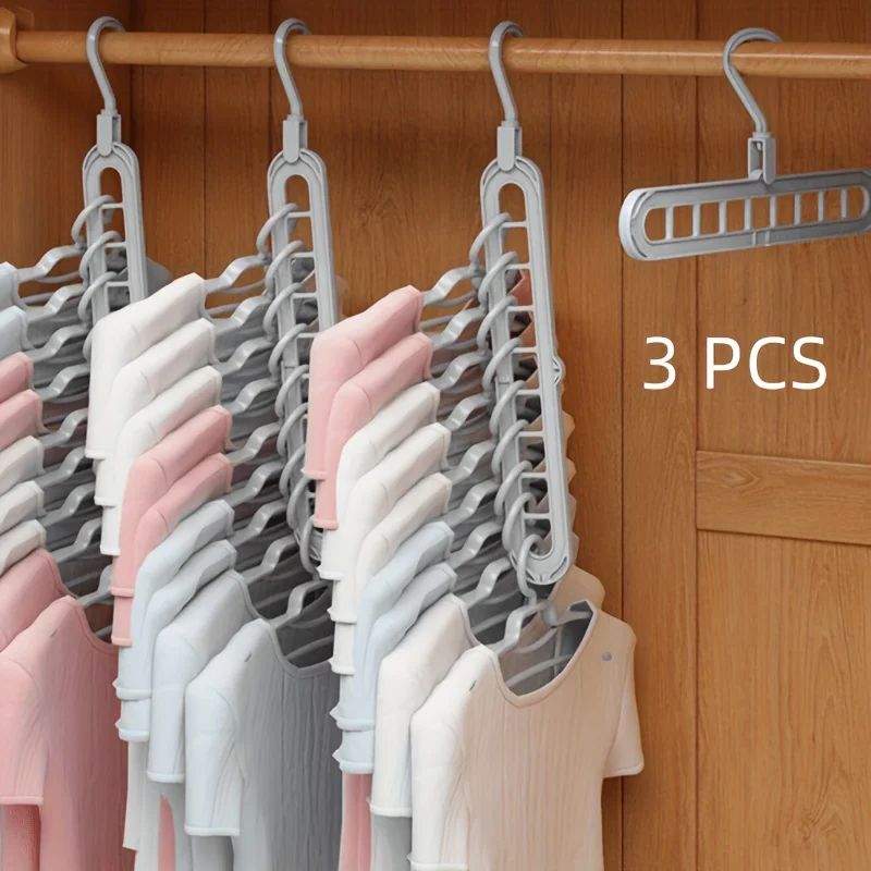 SpaceMax 9-Hole Foldable Hangers – Space Saving Closet Organizer (3-Pack)
