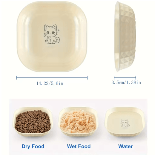 6PCS Non Slip Cat Bowls Set Shallow Whisker Relief Dishes with 5.5in Wet Food Plates
