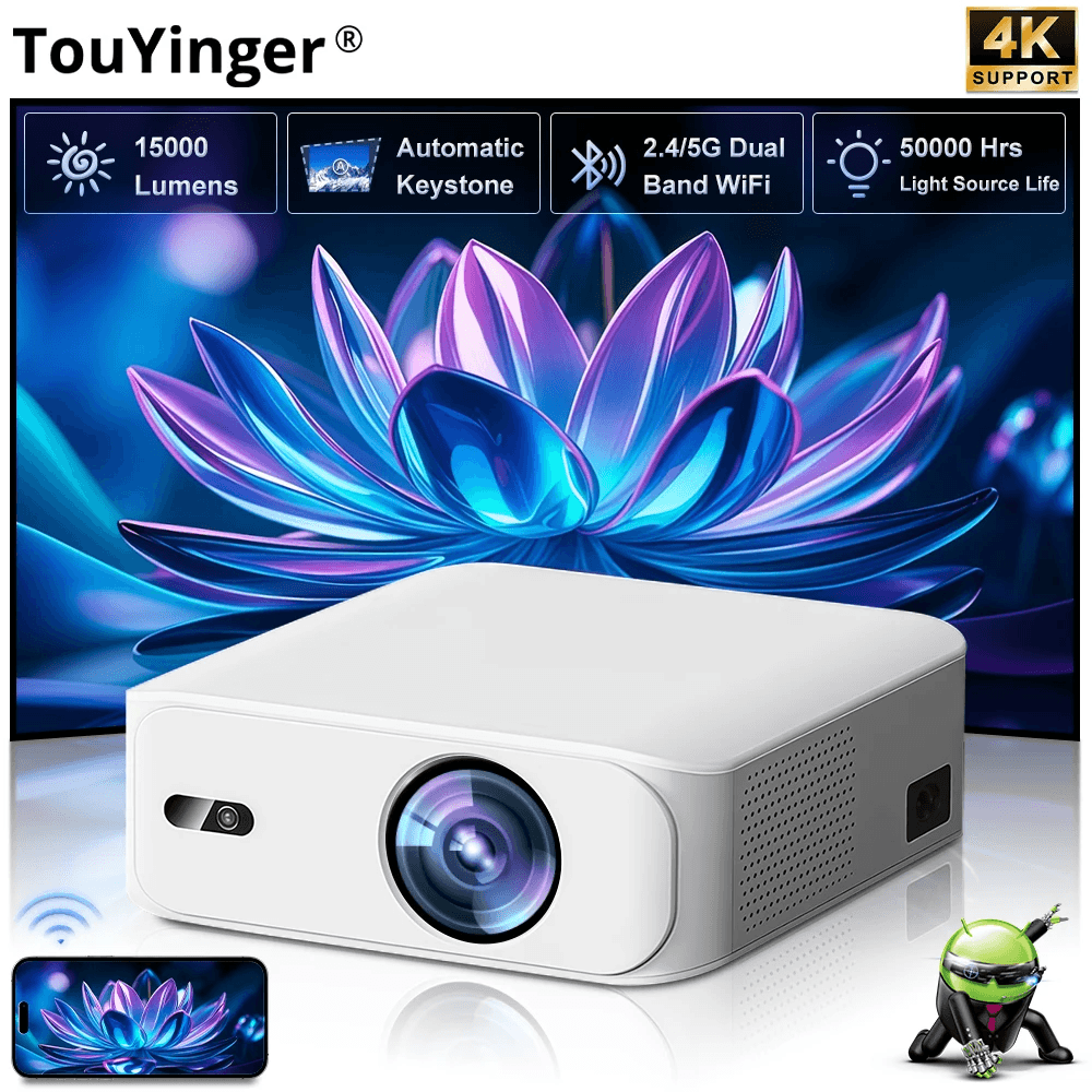 Touyinger L9 Portable Mini Projector – Full HD 1080P Home Theater with 4K Support, WiFi & Bluetooth