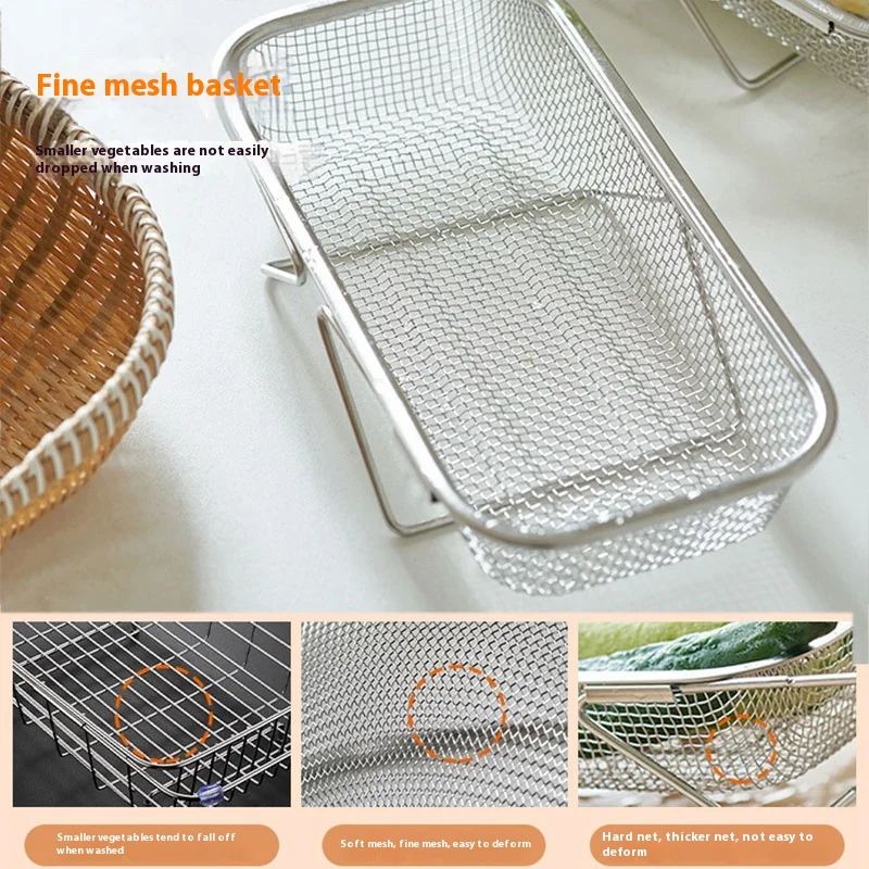 FlexiDrain Stainless Steel Expandable Sink Basket – Retractable Vegetable Washer & Dish Drying Rack