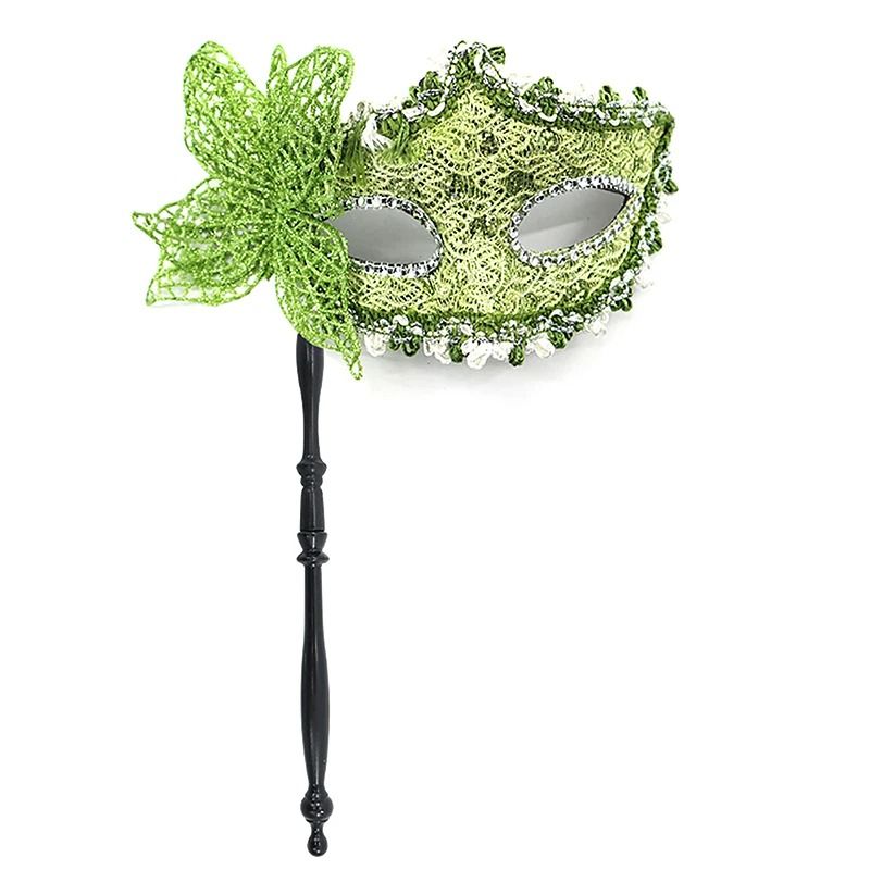Venetian Half Face Masquerade Mask with Holding Stick