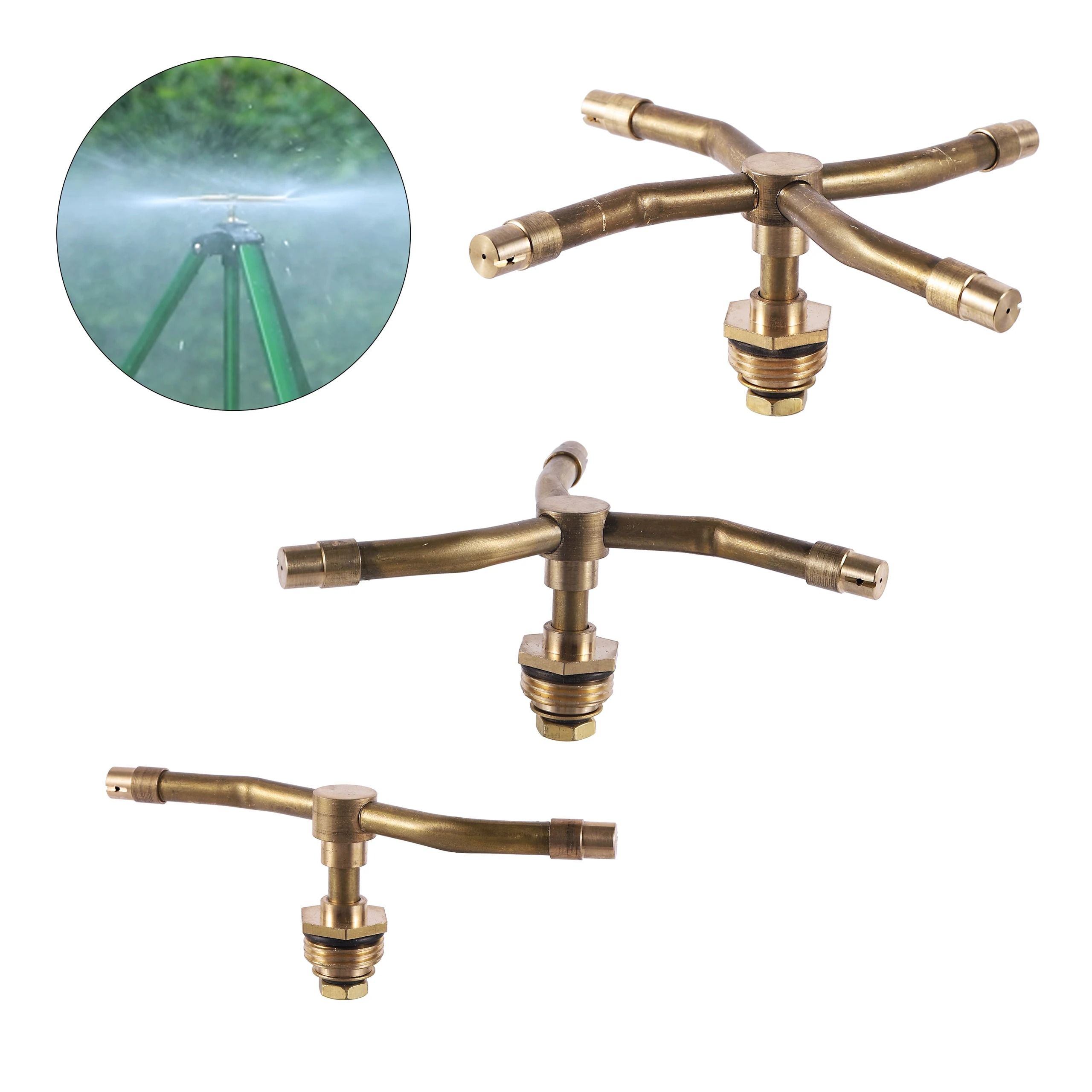 Automatic Rotating Brass Nozzle Sprinkler 2/3/4 Arm Male Thread Lawn Irrigation Watering