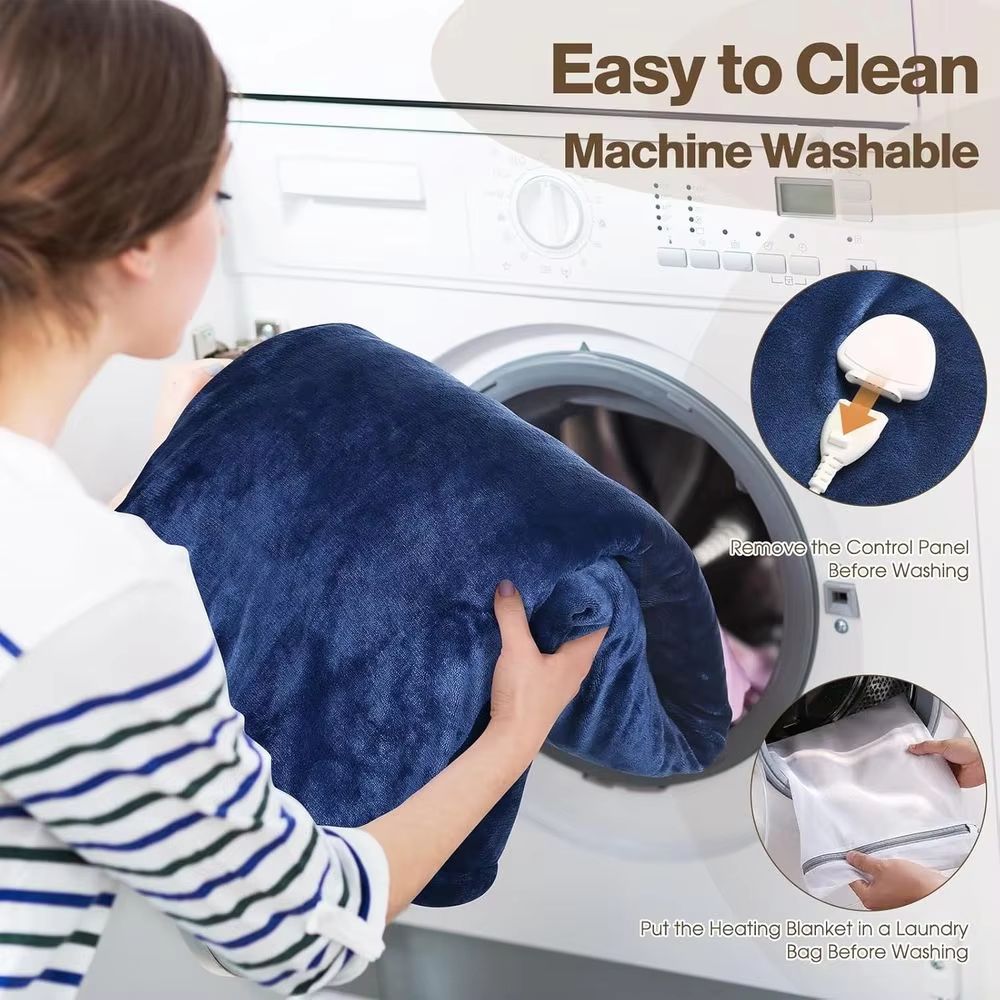 Queen Size Electric Heated Blanket 84x90 with 6 Heat Levels Auto Off Washable Cozy Bed Warmer