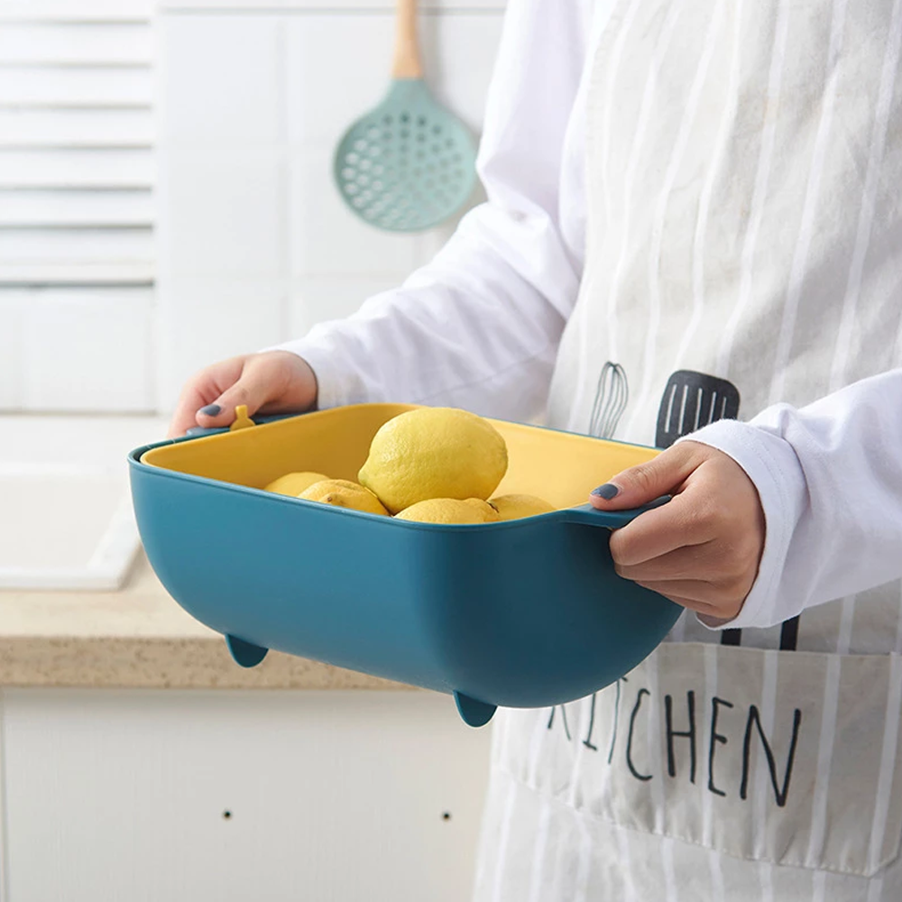 Double Plastic Vegetable Washing Basket
