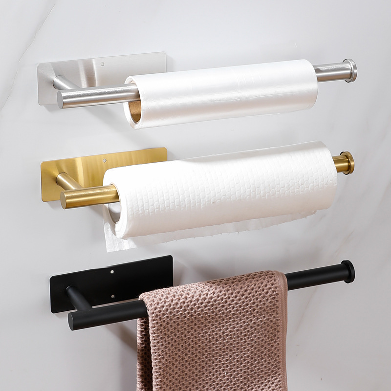 Adhesive Kitchen Paper Towel Holder Tissue Hanger Toilet Roll Dispenser Bathroom Storage Napkin Rack Organizer