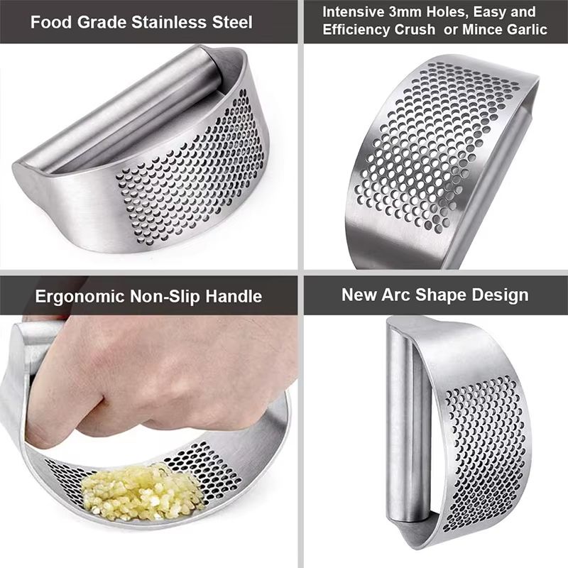 Upgraded Stainless Steel Garlic Press Rocker for Easy Mincing and Crushing