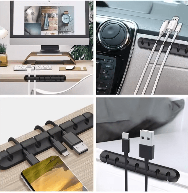 Silicone USB Cable Organizer Clip Desktop Charging Cord Holder