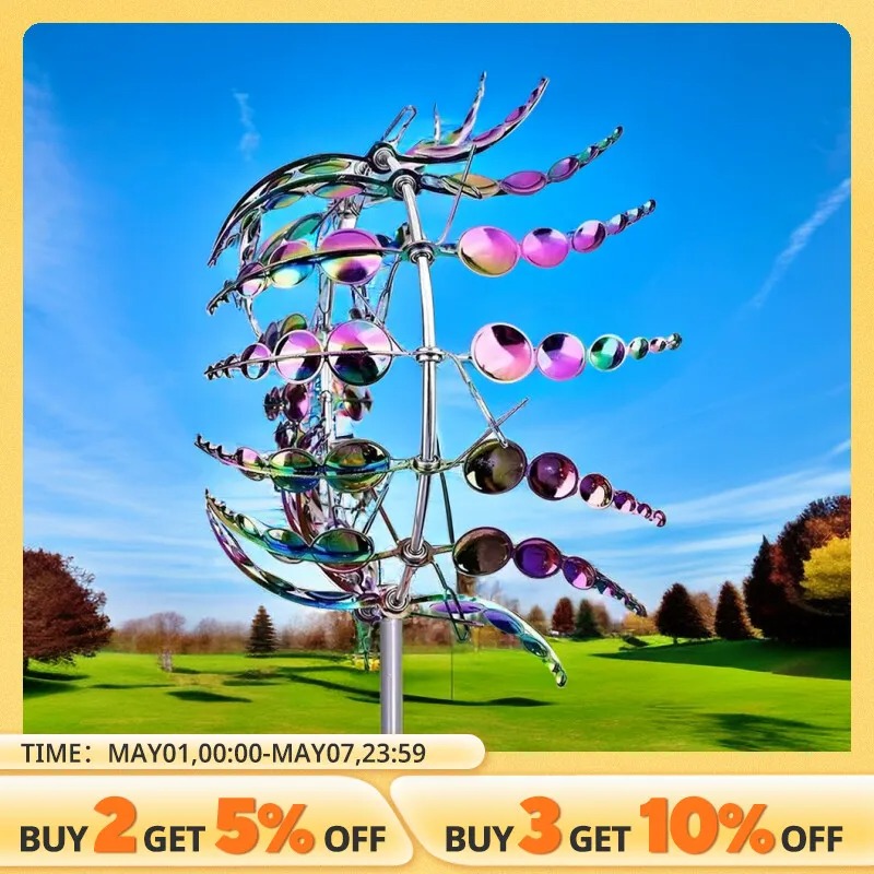 1pc Magical Kinetic Metal Windmill Spinner Unique Wind Powered Catchers Creative Patio Garden