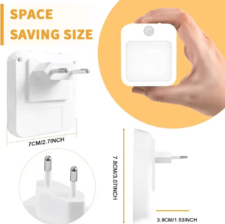 EU Plug Motion Sensor Night Light – Automatic LED Night Lamp for Bedroom