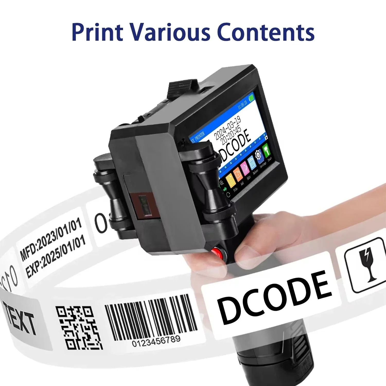 DCODE 1750PLUS Portable Handheld Inkjet Printer Text QR Barcode Label Machine