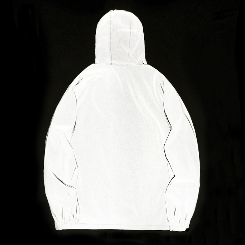 Reflective Hooded Waterproof Windbreaker Jacket for Men Streetwear Night Safety Coat