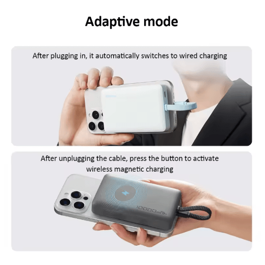 CUKTECH WPB100L Magnetic Power Bank 10000mAh with Built-In Cable and 7.5W Wireless Charging