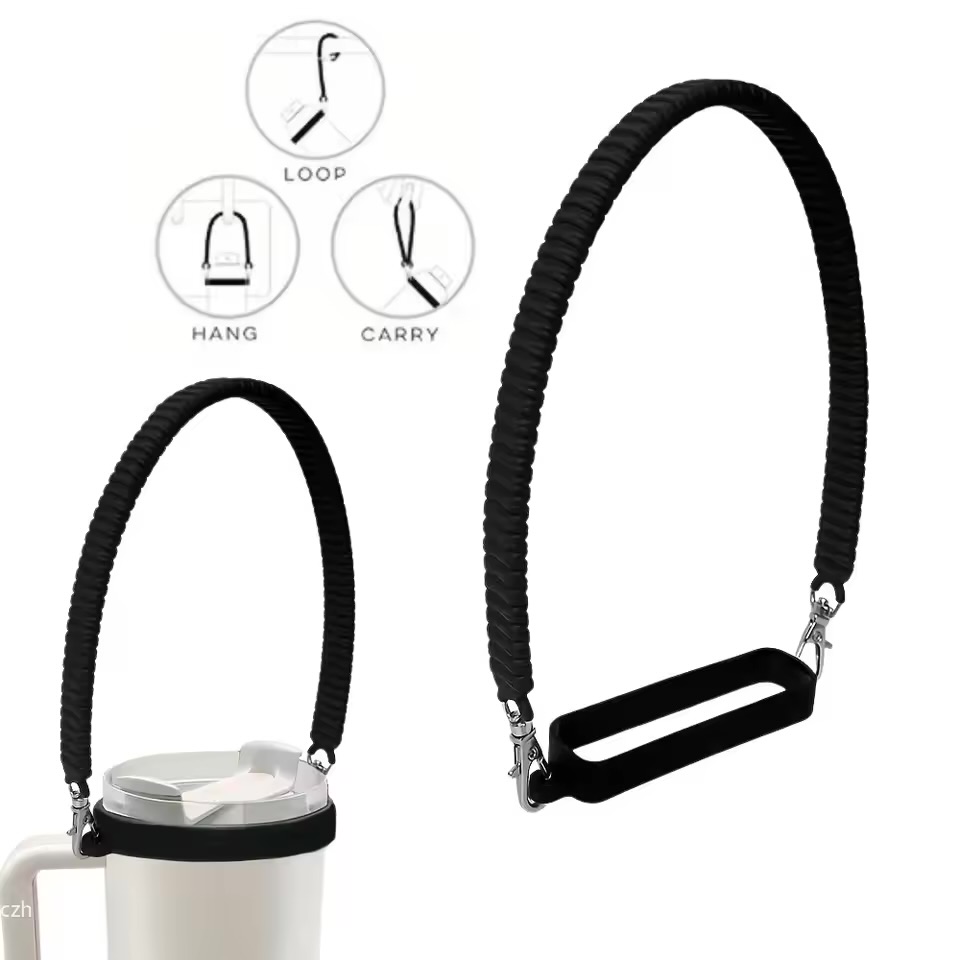 Durable Silicone Water Bottle Sling Strap – Soft, Adjustable Handle for Bottles