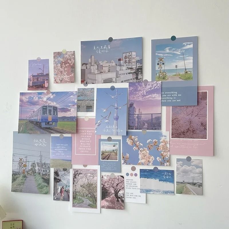 Nordic Retro Photo Card Wall Stickers Set for DIY Bedroom Decor