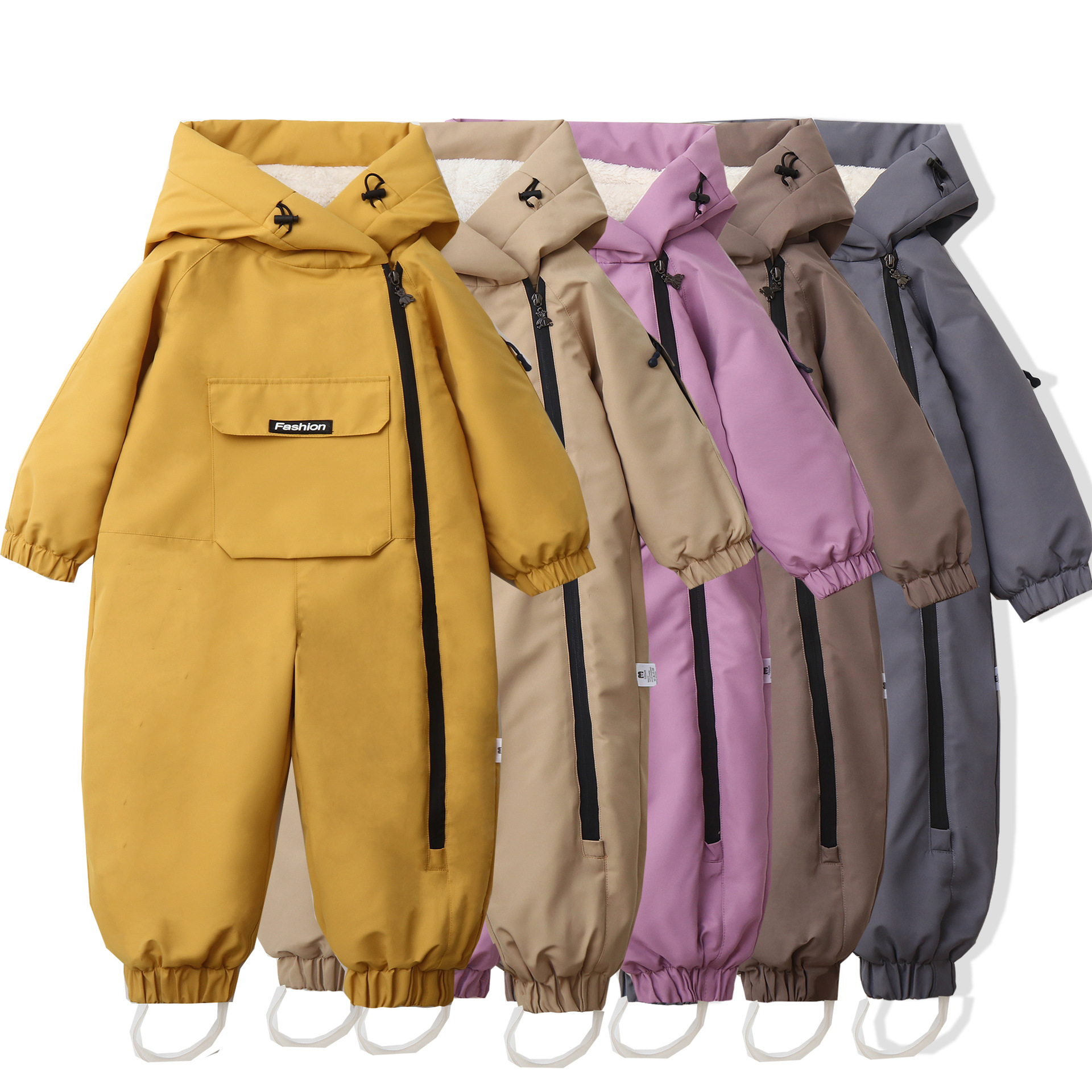 Boys Snowsuit with Warm Fur Lining, Winter Baby Clothes, Windy Proof Ski Rompers for Kids Girls Jumpsuit