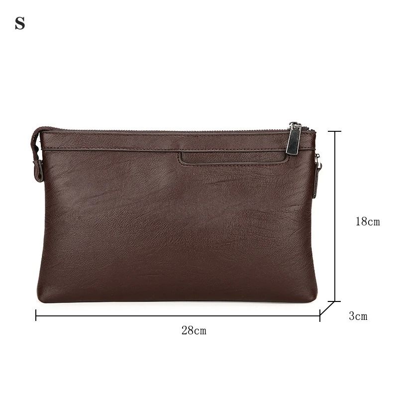 Mens Clutch Bag PU Leather Wallet Business Envelope Phone Travel Pouch