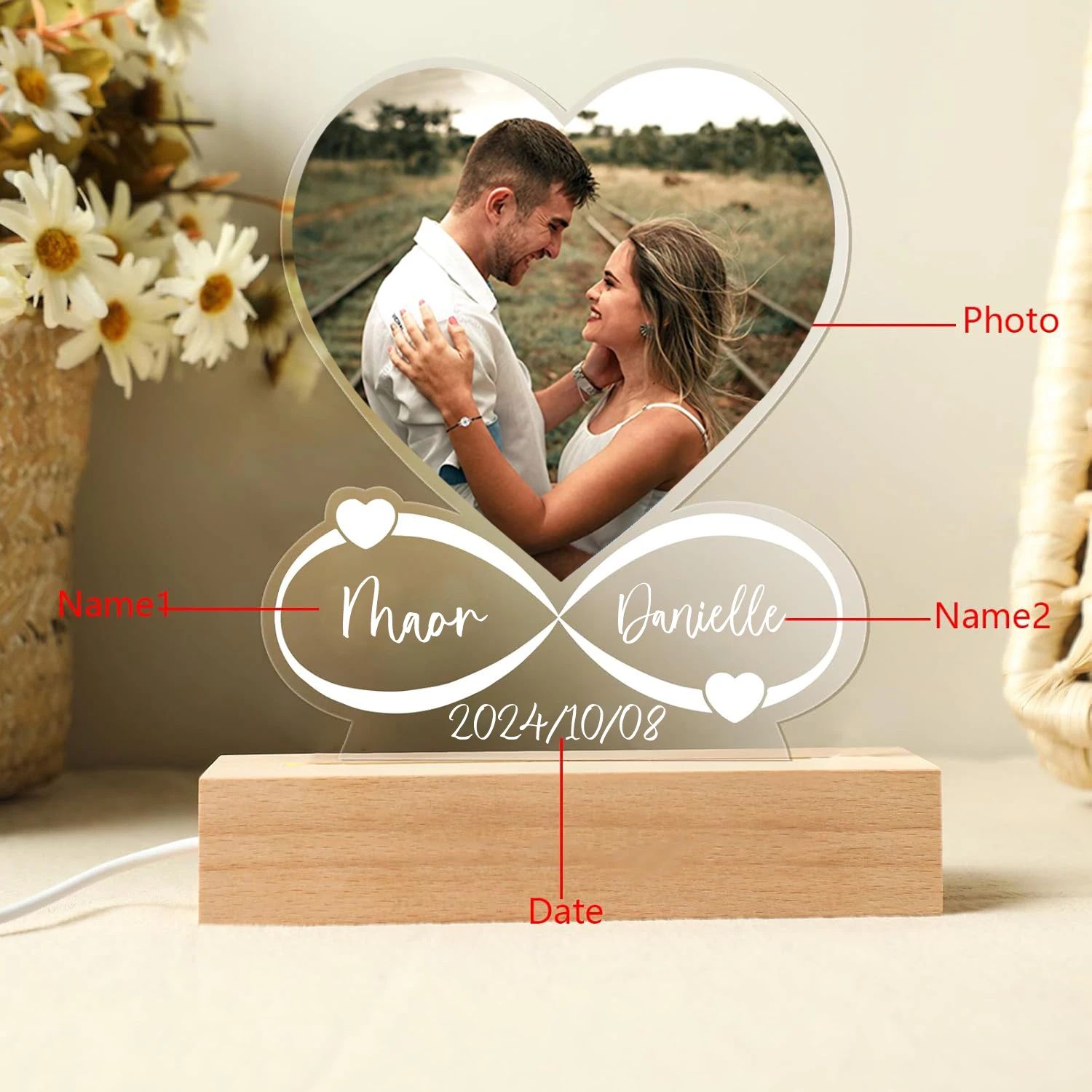 Custom Photo Acrylic Plaque Personalized Couple Gift Anniversary Love Frame