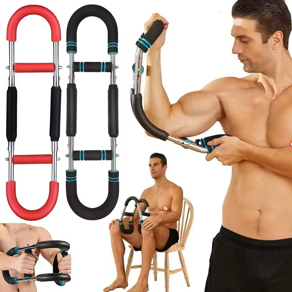 Adjustable Arm Exerciser Bar with Foam Handle and Chest Expander