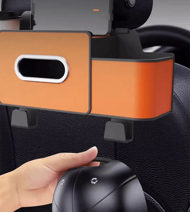 Car Backseat Organizer with Leather Storage Bag and Cup Holder