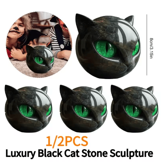 Elegant Black Cat Decor Sculpture Modern Resin Cat Statue Accent