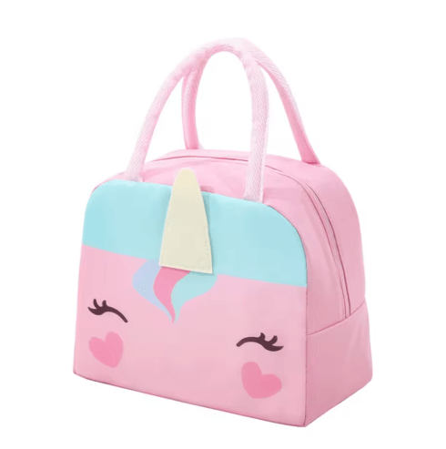 3D Cartoon Bento Lunch Bag Insulated Canvas Handbag with Ice Pack Space