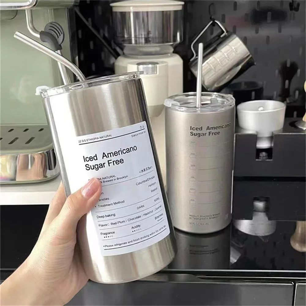 304 Stainless Steel Insulated Thermos Cup with Straw – Leakproof Vacuum Travel Coffee & Water Bottle