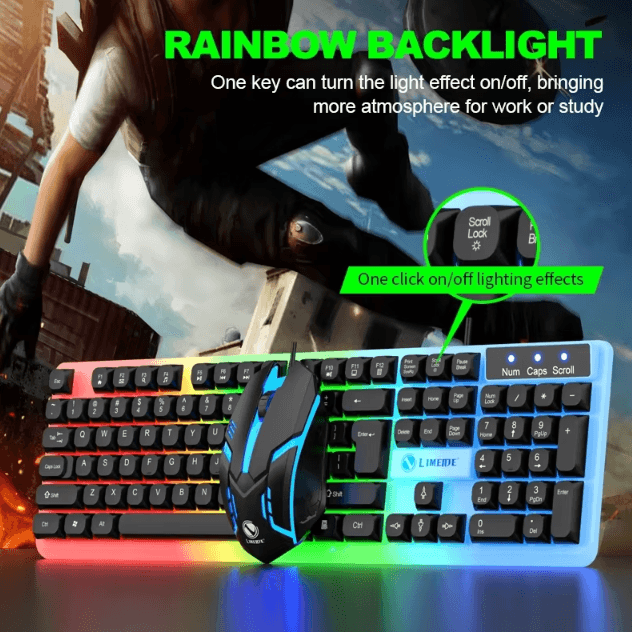GTX350 Wired Gaming Keyboard & Mouse Combo – Backlit LED USB Set for PC & Laptop