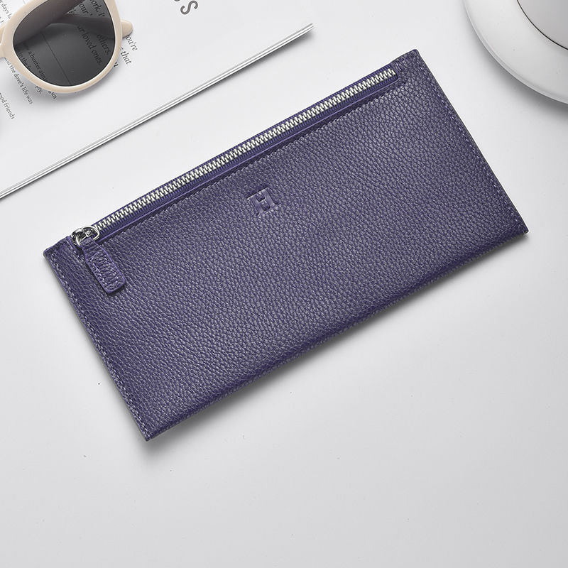 Women's Ultra-Thin Casual Zipper Wallet, New Leather Long Wallet, Soft Leather Clip Phone Holder and Cosmetic Bag
