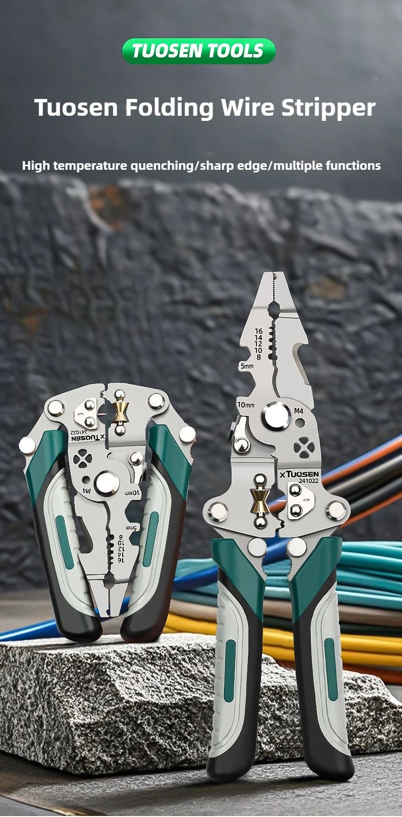 TUOSEN Multifunction Foldable Wire Stripper Pliers