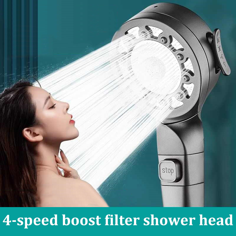 Multi-Function Boost Filter Shower Head with Speed Settings One-Button Switch