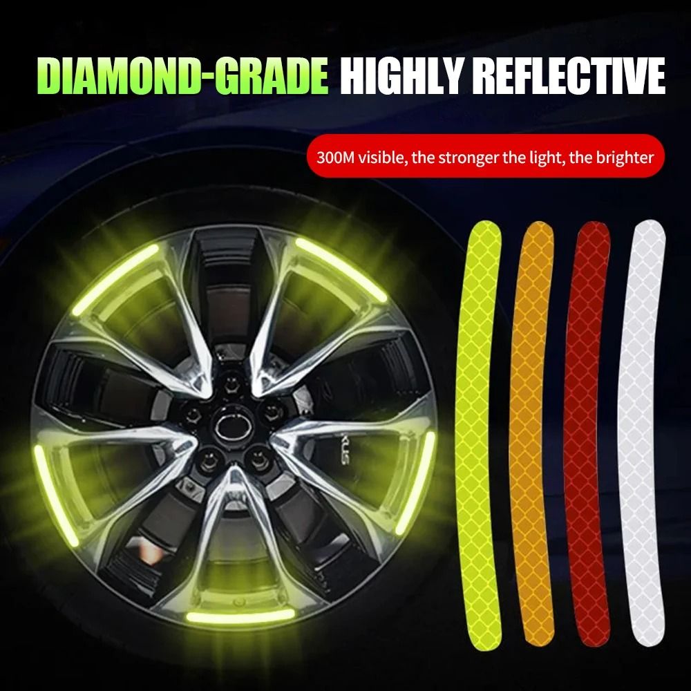 20-Piece High-Visibility Hub Decals and Rainbow Fluorescent Reflective Safety Tape