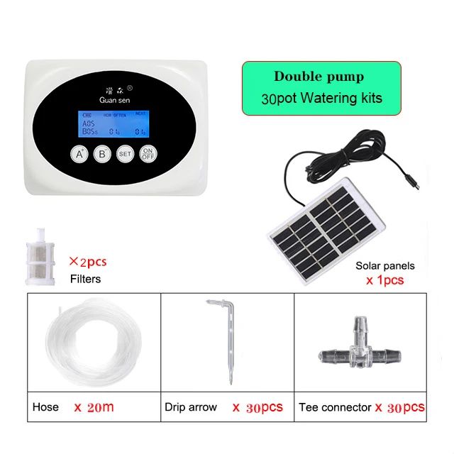 Solar Smart Drip Irrigation System with Dual Pump Automatic Watering Timer