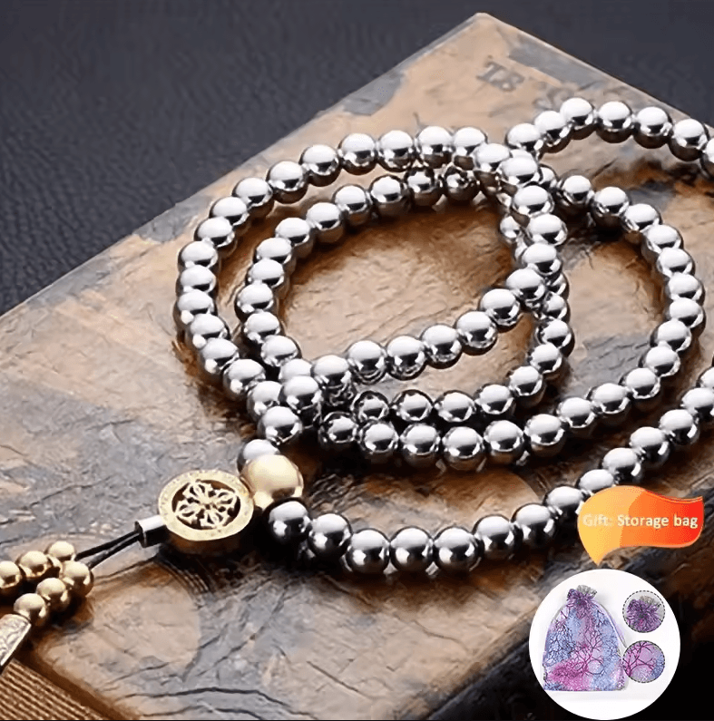 Tactical 8MM Titanium Steel Bead Necklace – Heavy-Duty EDC Chain (118–128 Beads)
