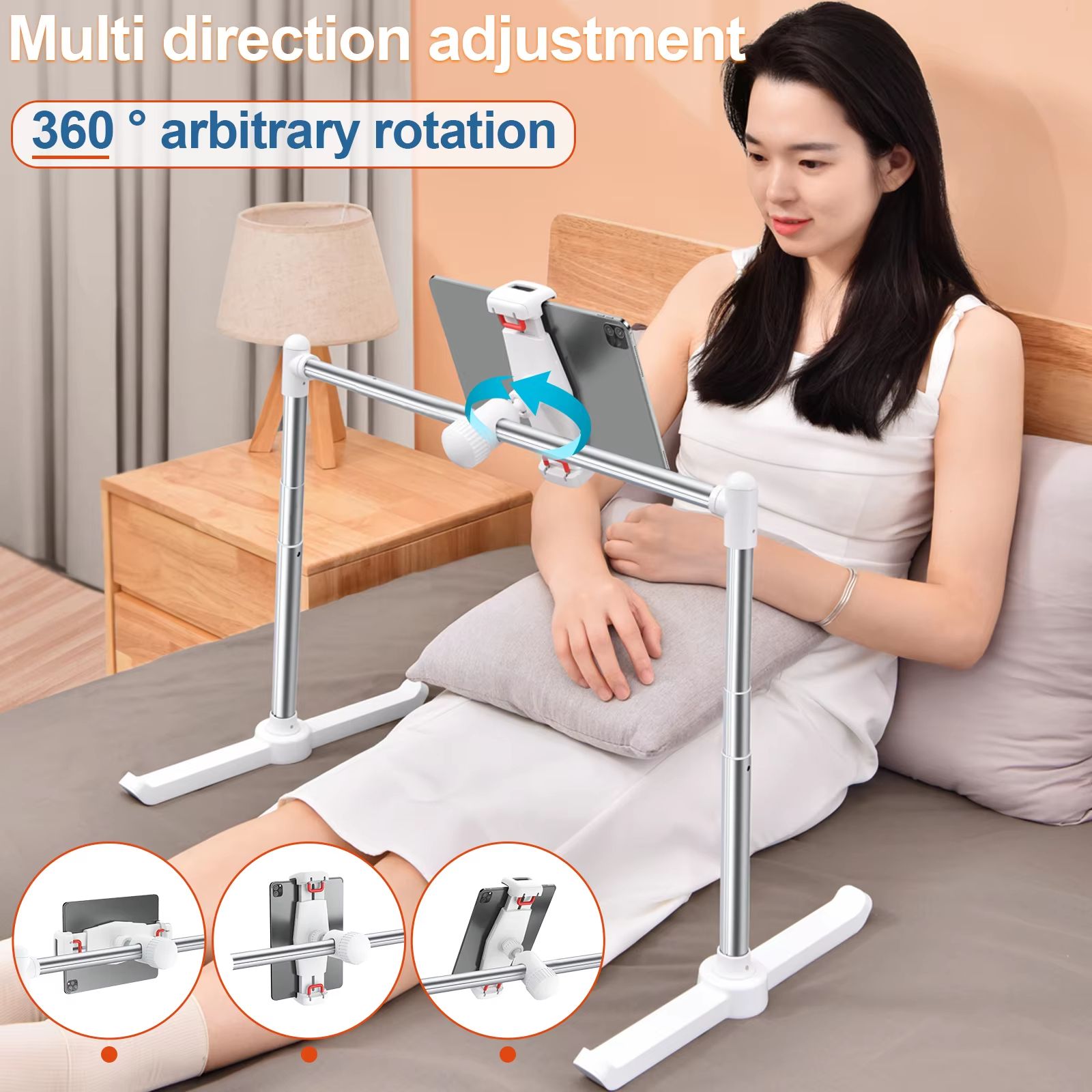 Oatsbasf Adjustable Tablet Stand for Bed Foldable Phone Holder With 360° Rotating Clamp