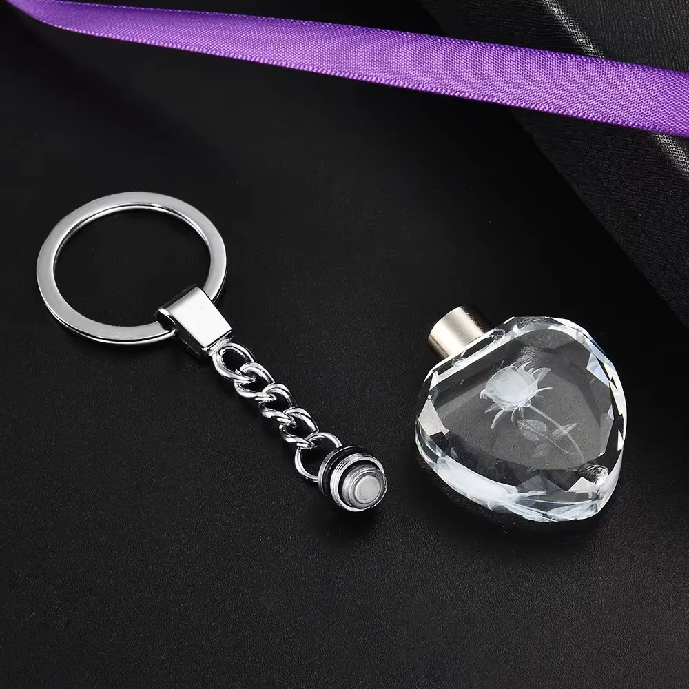 Fairy Rose Heart Crystal LED Keychain Lover Gift Bag Charm