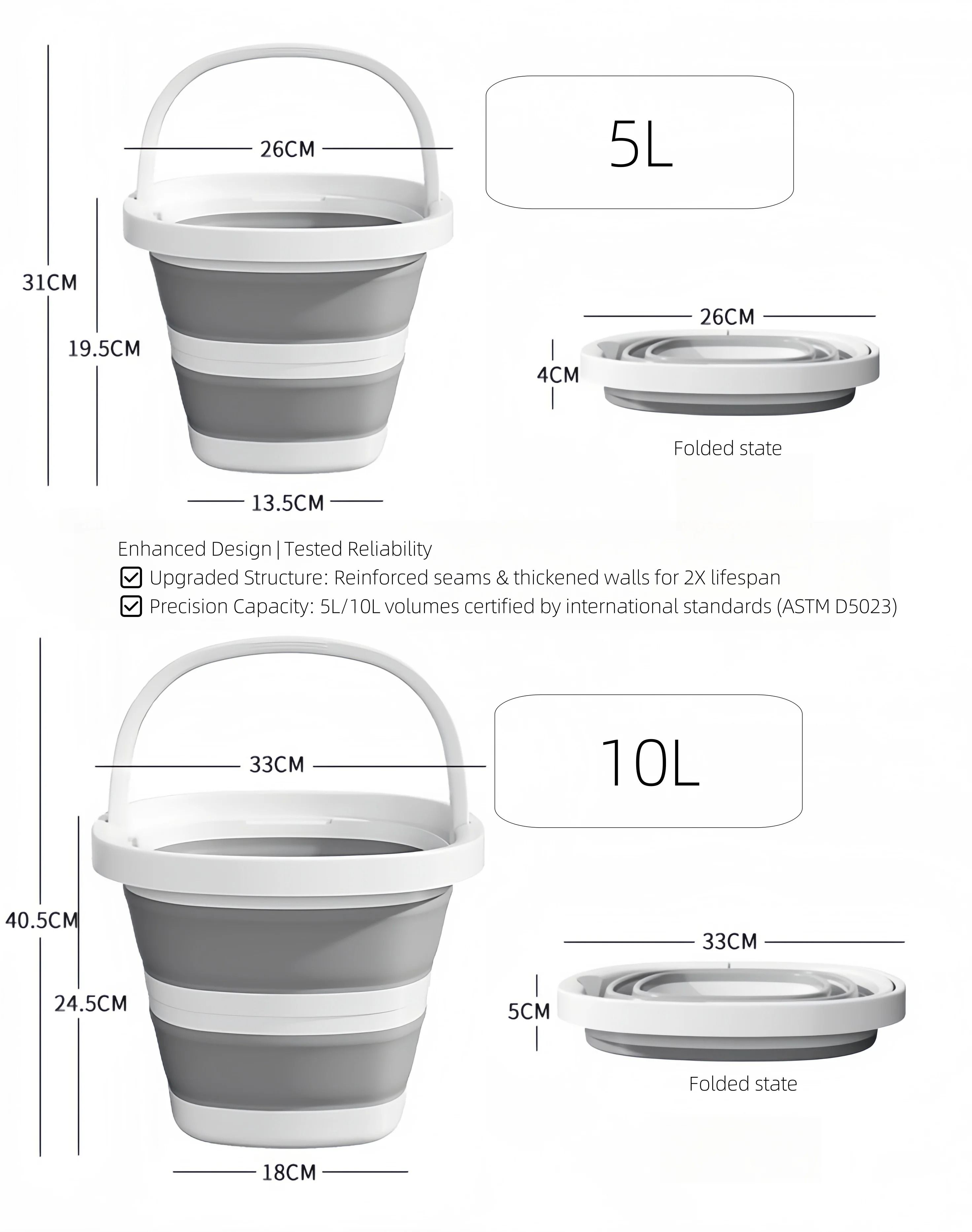 Collapsible Car Wash Bucket – Ultra-Flat Design – High-Capacity Detailing Tool