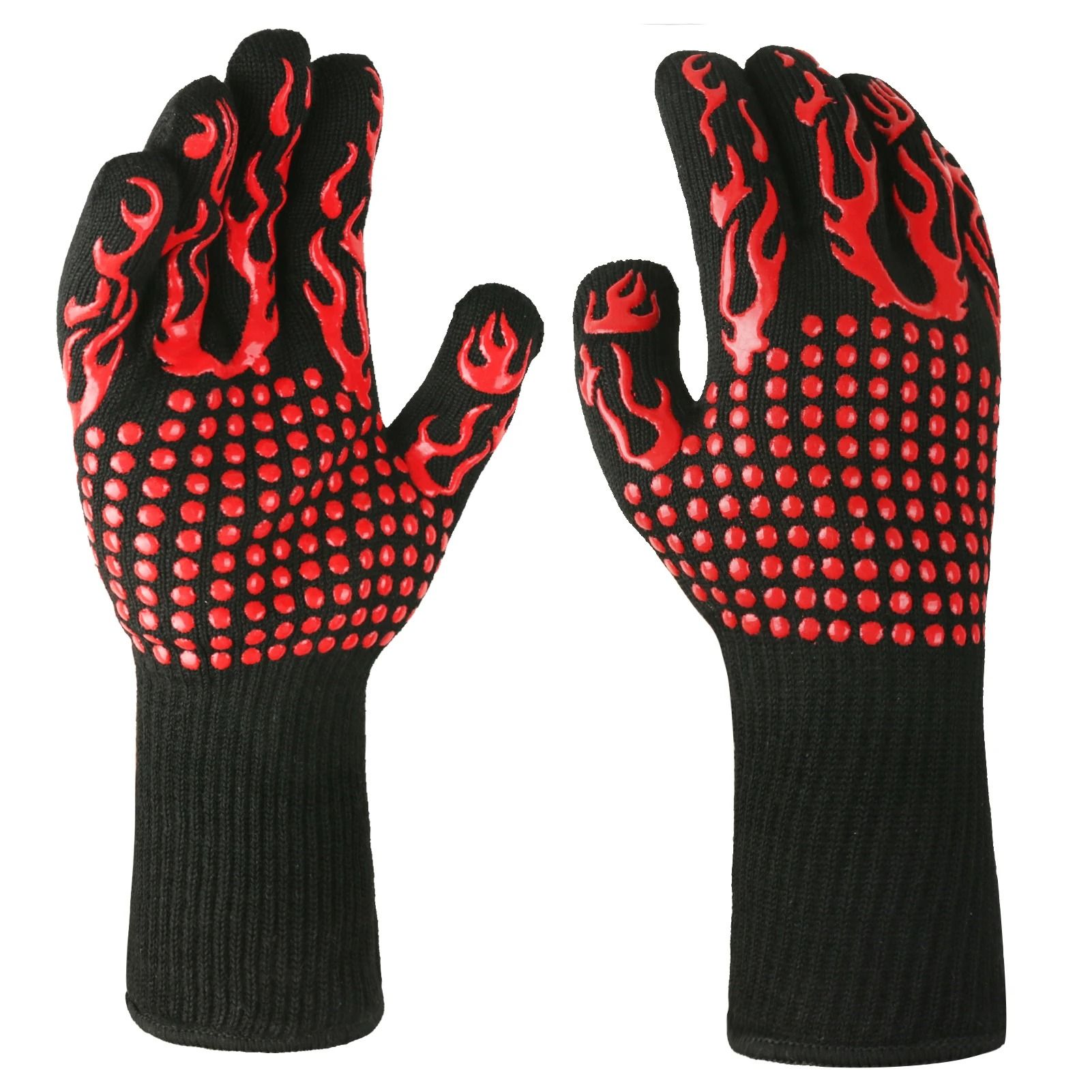 BBQ Gloves High Temperature Resistance Oven Mitts Fireproof Non Slip Grilling Gloves