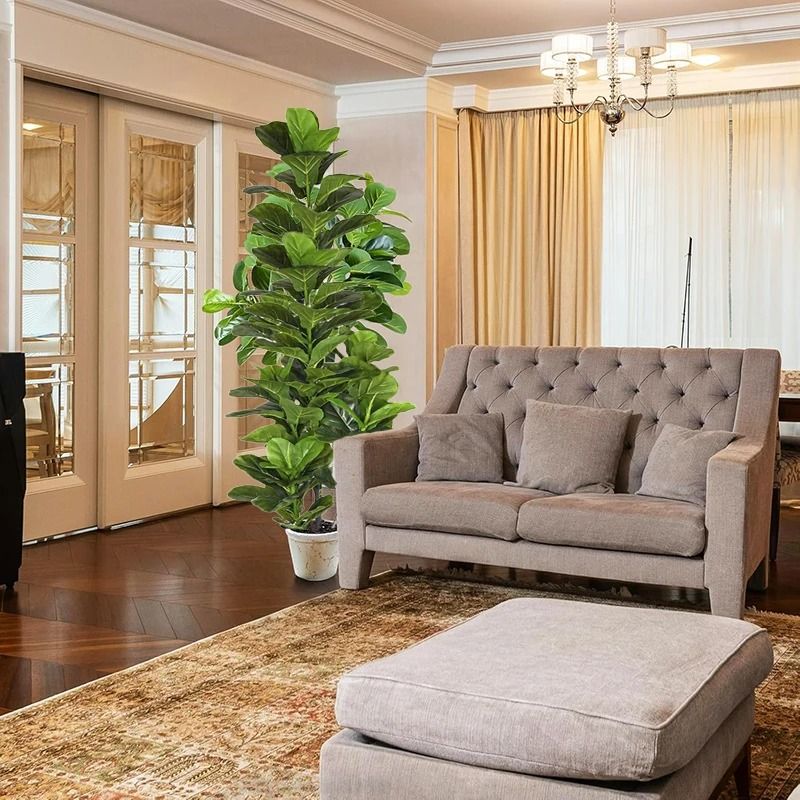 150cm Large Artificial Fiddle Leaf Fig Tree | Tropical Faux Ficus Lyrata