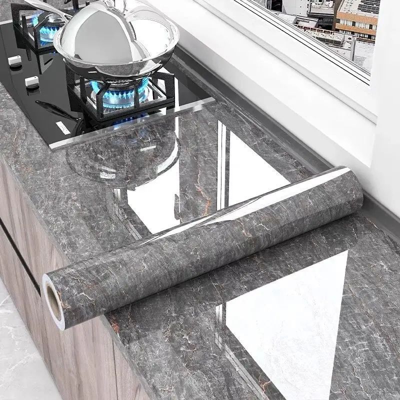 80cm Kitchen Backsplash Sticker Roll - Oil-Proof Wallpaper with Heat-Resistant, Waterproof Self-Adhesive Shield
