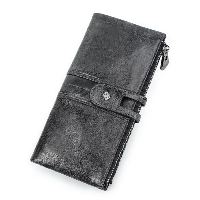 CONTACT'S Genuine Leather Men Clutch Wallet with Zipper Coin Pocket