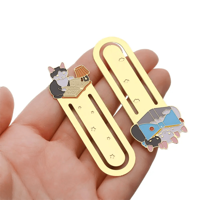 Gold Plated Cat Bookmark Folder Clip Cute Reading Label