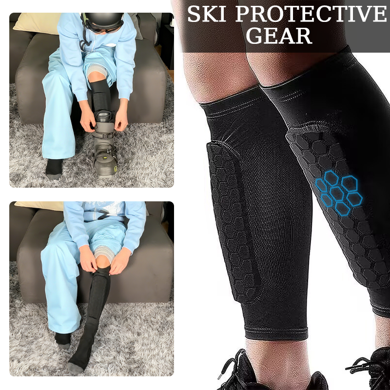 Guard Sleeves Pair, Padded Anti-Shin Bang Relief, Impact-Absorbing Calf Protector for Skiing & Snowboarding