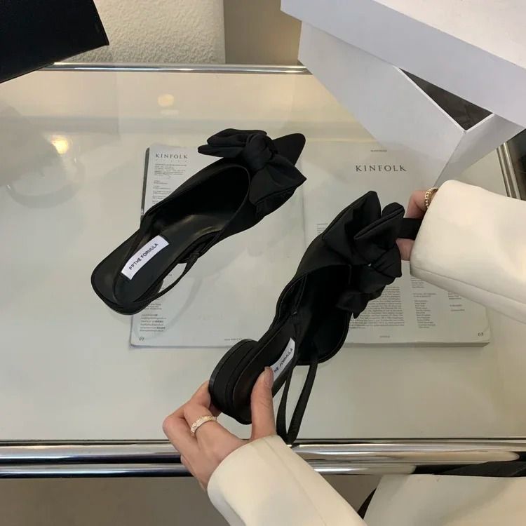 Designer Bow Pointed Toe Sandals – Elegant Slingback Heels – High-Yield Summer Aesthetic Interaction Hub