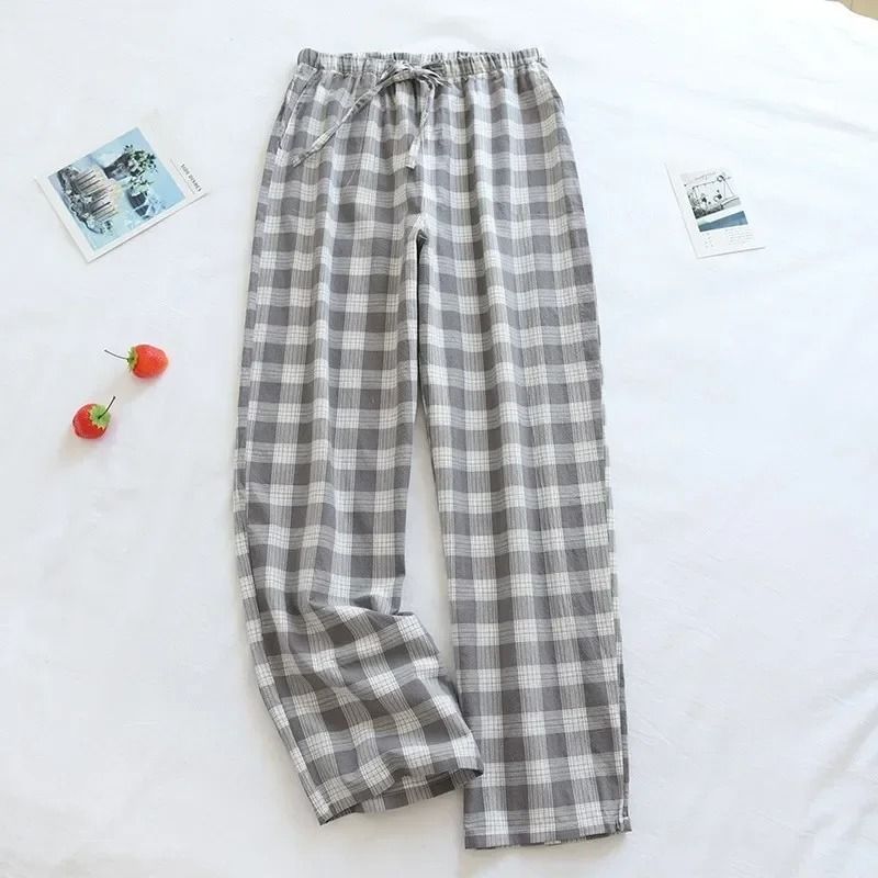 Mens Plaid Cotton Pajama Pants | Breathable Summer Sleepwear