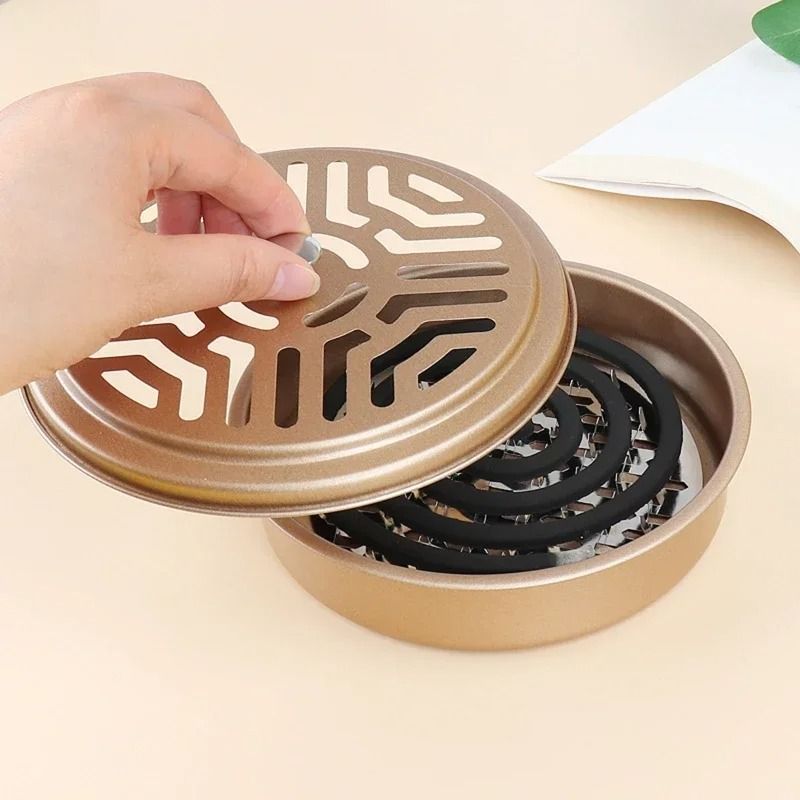Stainless Steel Mosquito Coil Holder with Protective Cover